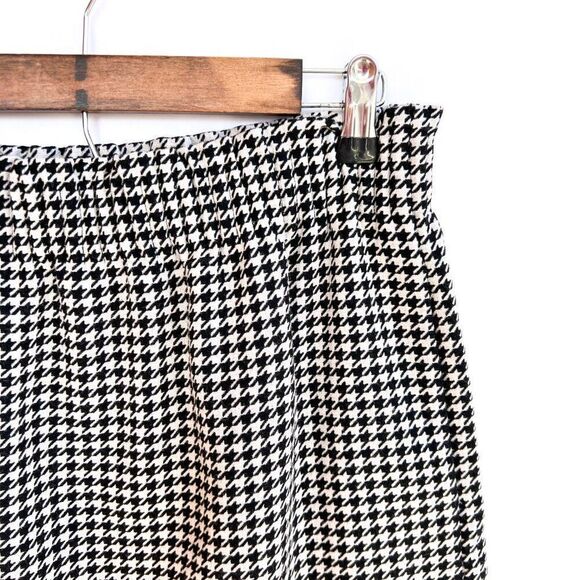 J. Crew Factory Wool Blend Black White Houndstooth Plaid Sidewalk Skirt 10 - Picture 3 of 8